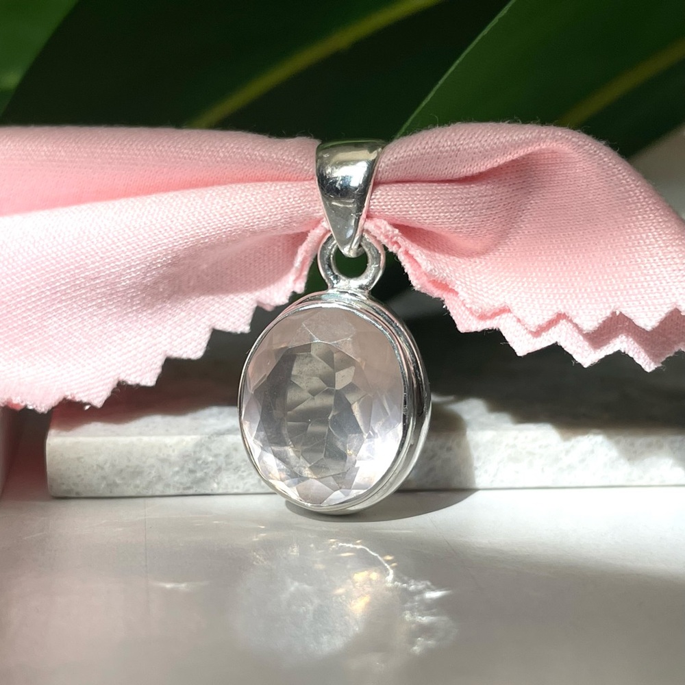 925 Sterling Silver, Natural Rose Quartz Pendent!! VIBES, Handmade!! - Picture 8 of 12